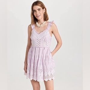 NWT LoveShackFancy purple and white embroidered Mochi Dress